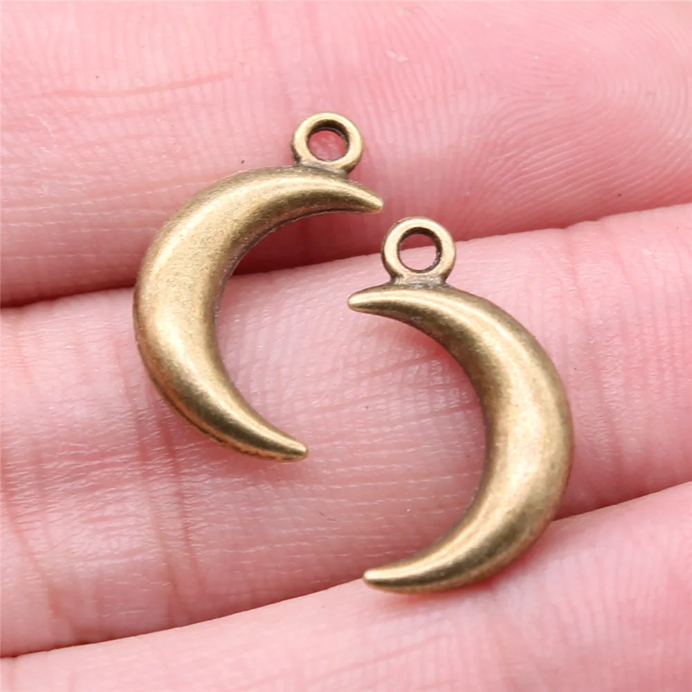 10pcs Moon Charms For Jewelry Making Antique Bronze Silver Color Pendants Making DIY Handmade Tibetan Finding Jewelry 