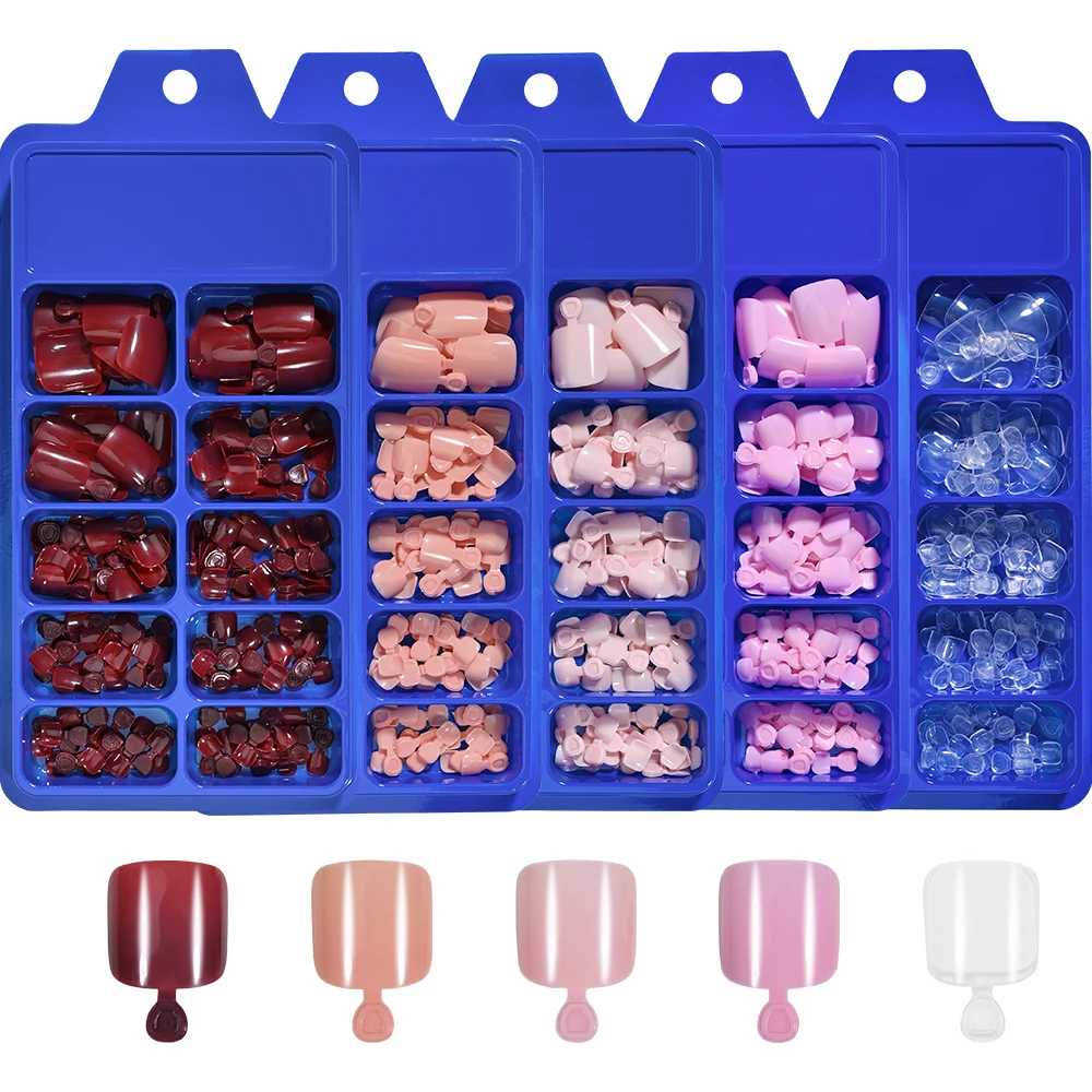 Fake nails 100pcs Clear False Toes Nails French Square Nature White Full Cover Fake Toe Nails Feet Nail Tips Artificial Press on Toenails