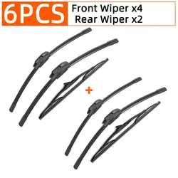 Durable Four Seasons Car Wiper Set - 3PCS Front & Rear Windshield Accessories (6PCS)
