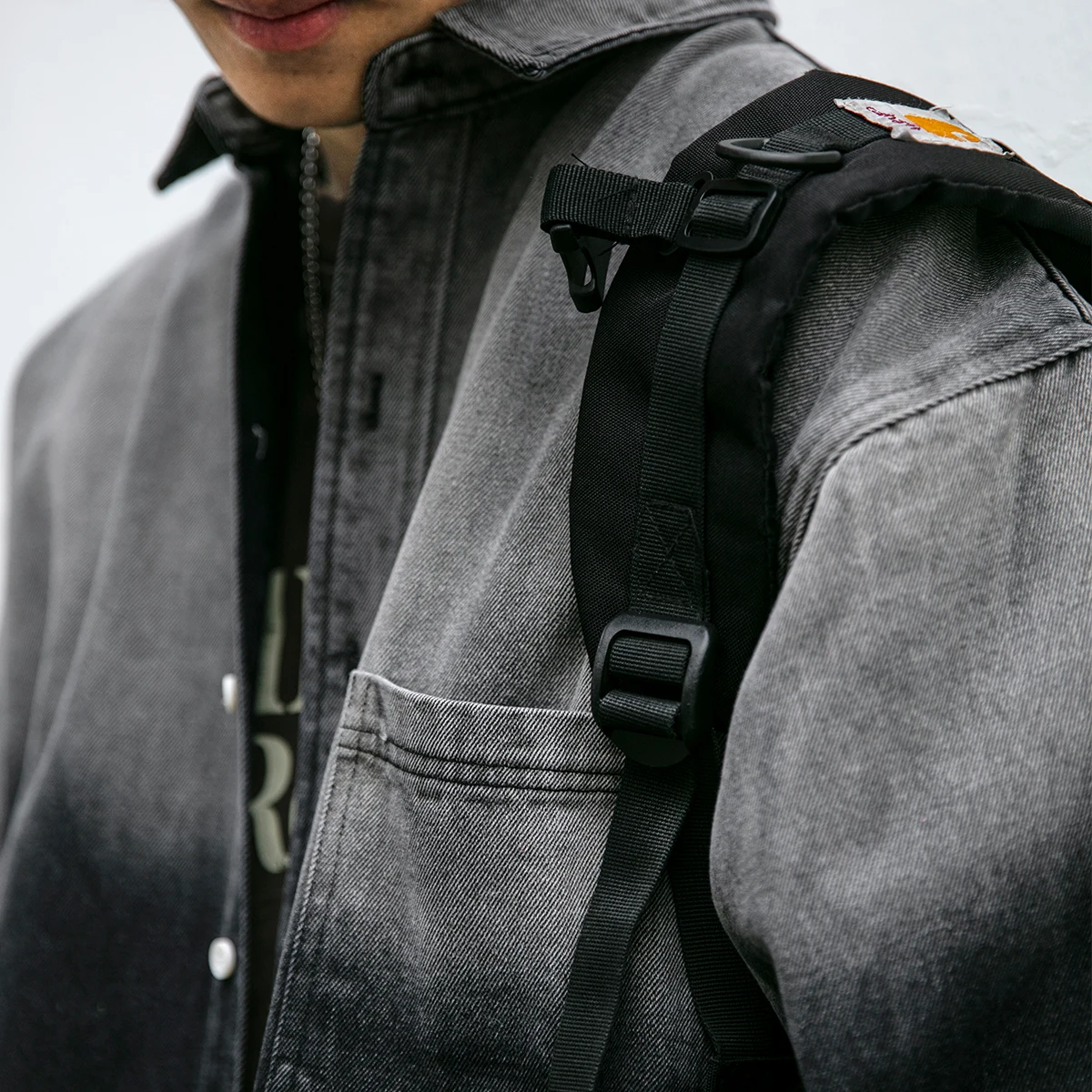 Korean fashion washed gradient denim shirt for men clothing Streetwear Harajuku casual coat Long sleeve