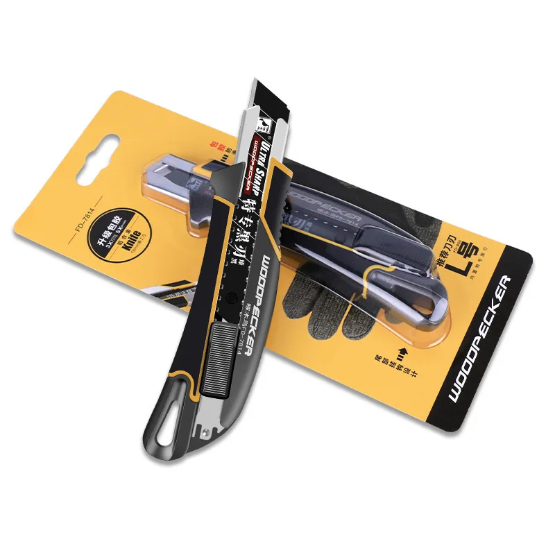 Utility Knife Woodpecker Black Blade 18mm Wallpaper Knife Aluminum Alloy Automatic Locking No Shaking Art Supplies Tool utility knife,cutting knife,art knife