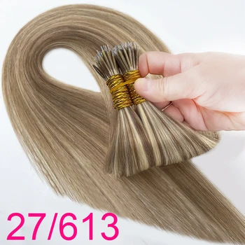 Straight Nano Ring Tip 100% Human Hair Bulk Extension Highlight 1b 613 Blonde Hair Bulk Weaving For Braiding Unprocessed No Weft 1