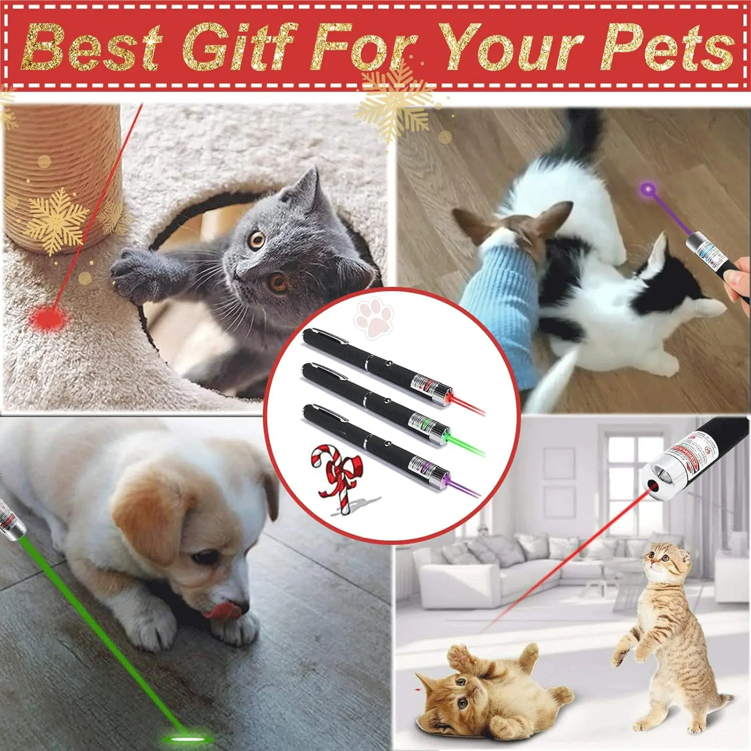 2-in-1 Mini Laser Pointer LED Pet Training Flashlight Scratching Toys for Pets and Cats Christmas Gifts