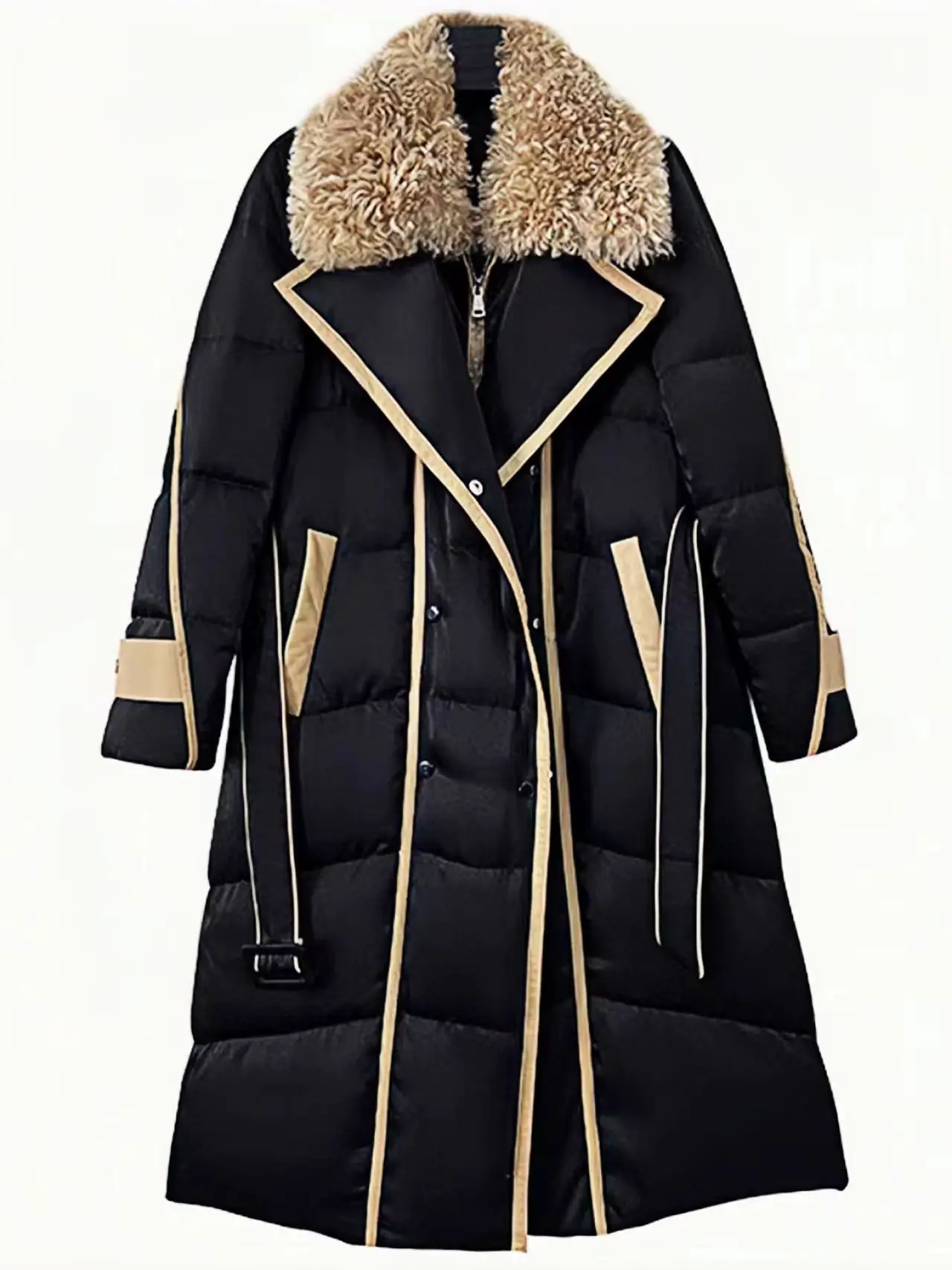 Large Collar Down Jacket, Korean Design With a Tie Up Waist Length Jacket, Women's Winter New 2023