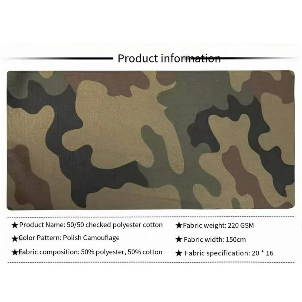 

Polish Camouflage Polyester Cotton Plaid Fabric TC50/50 Breathable And Wear-Resistant Tactical Frog Clothing Outdoor Fabric