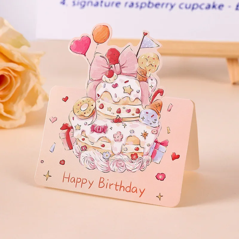 10PCS Happy Birthday Card Birthday Greeting Card Dream Cake Kids Birthday Party Invitations Postcards Xmas Valentines' Day Gift