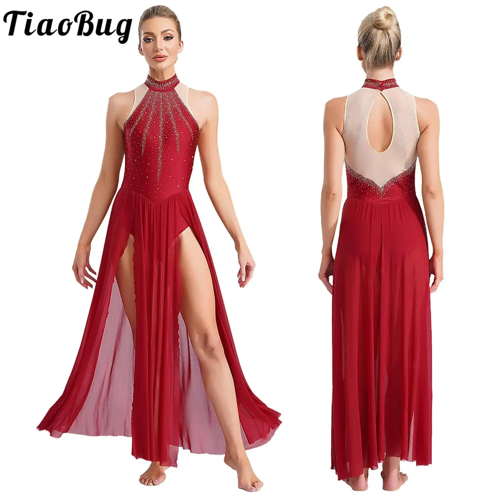 Robe de brevLyrique Moderne pour Femme, Tenue de Ballet en Maille Transparente, Vêtement de Performance Contemporain