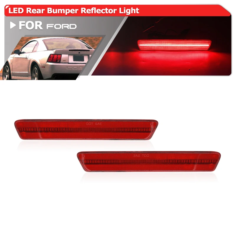Fits For Ford Mustang 19992004 Red Reflector Rear Bumper Led Side Marker Lights Auto Fender