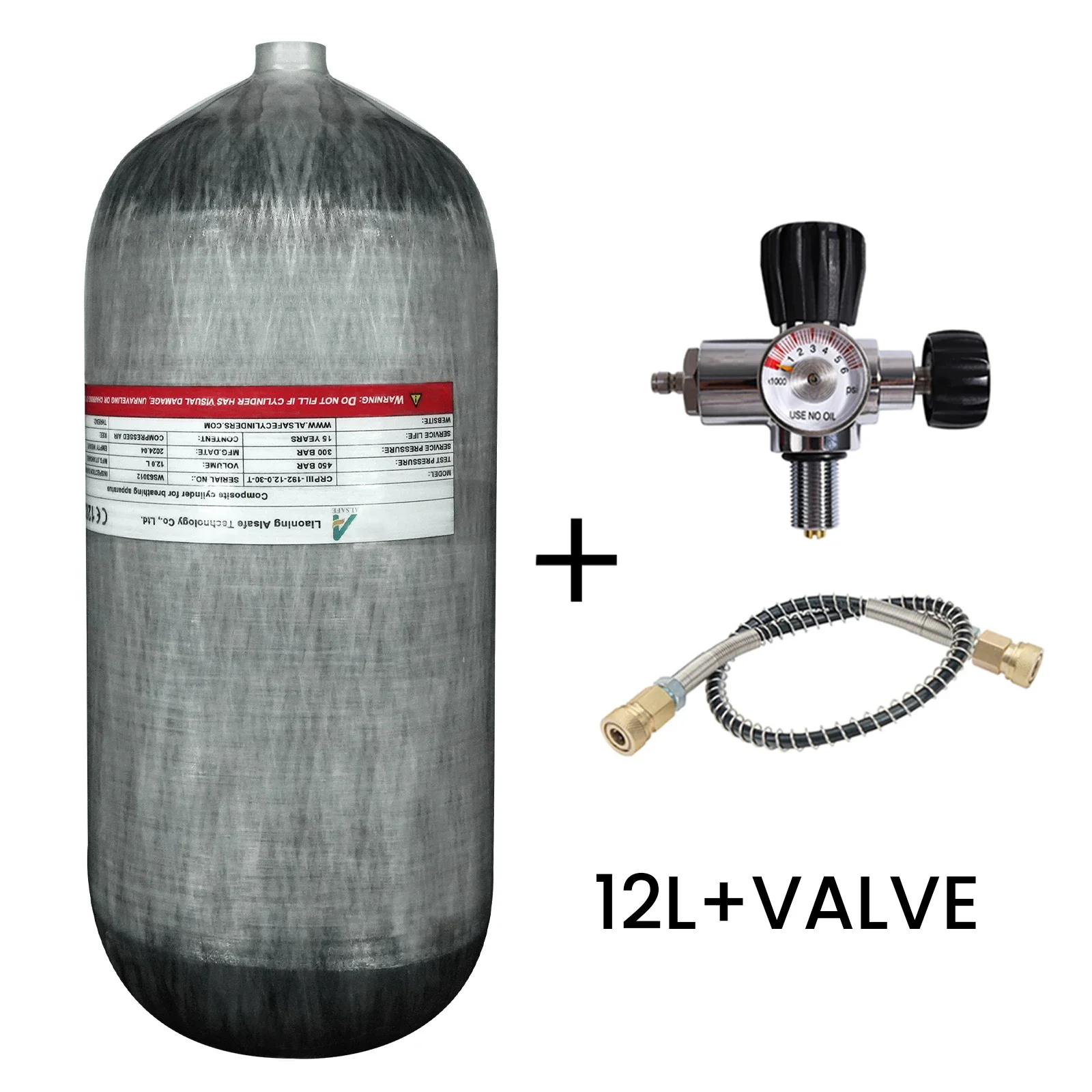 TUXING 300Bar 12L Carbon Fiber Cylinder with Regulating Valve for Underwater Swi