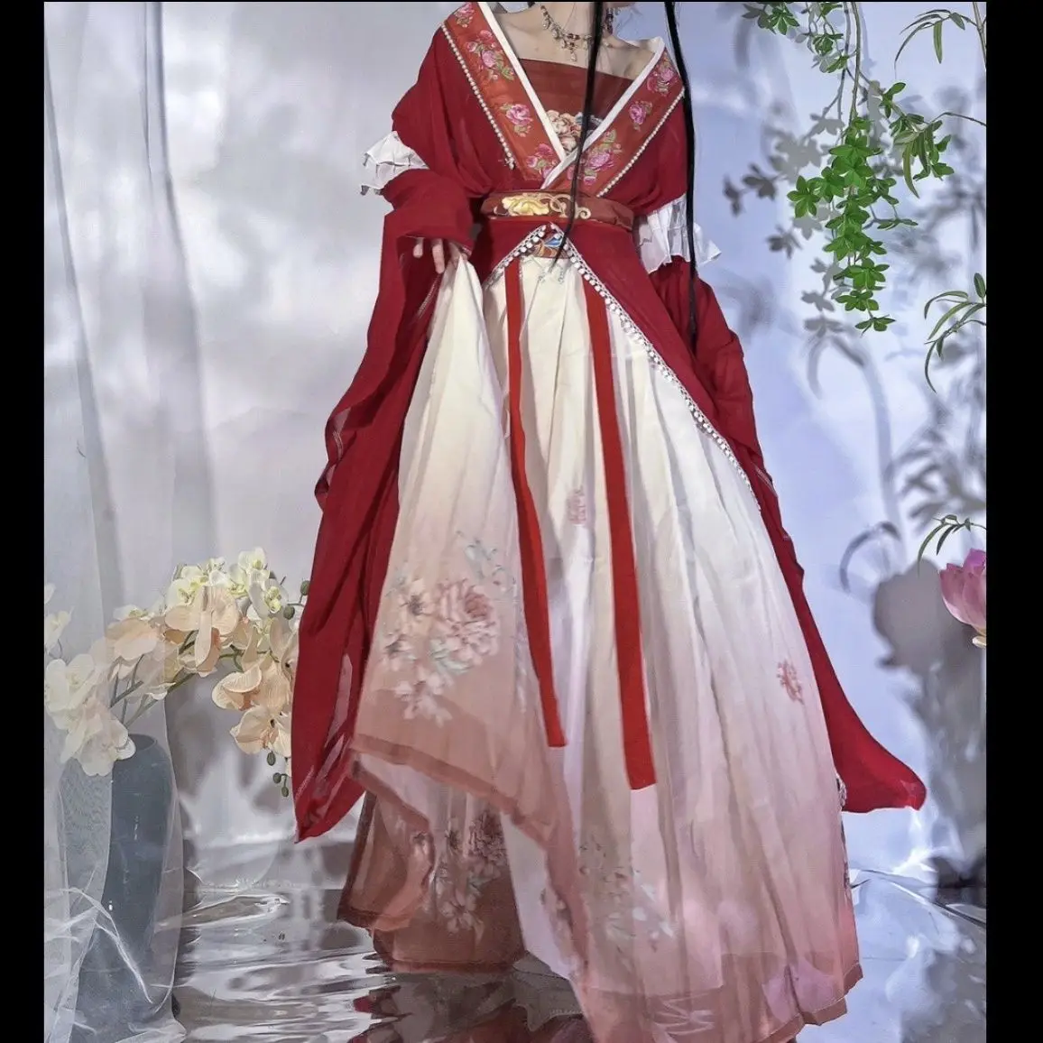 

Женское платье Hanfu в старинном стиле, женская модель, летний костюм Hanfu Ligiht
