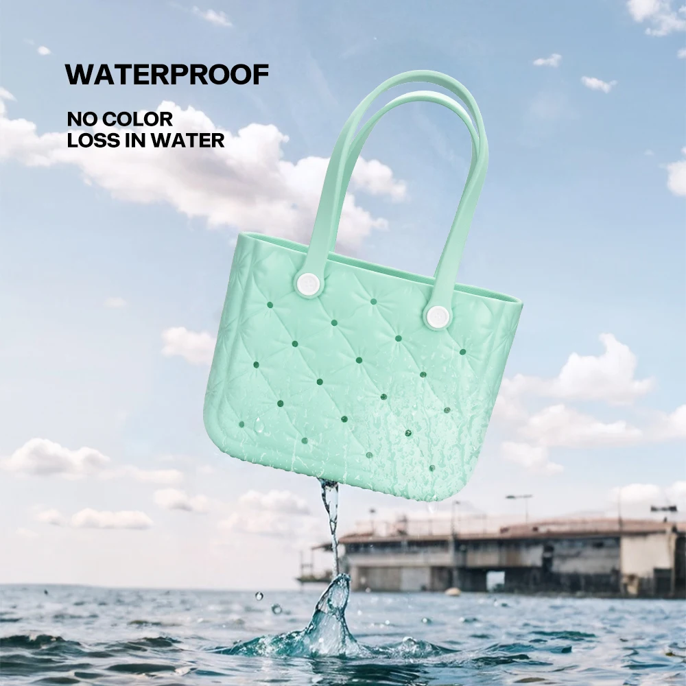 New EVA Waterproof Handbag Beach Leisure Dopamine Candy Solid Color Printed High Quality Bogg Bag