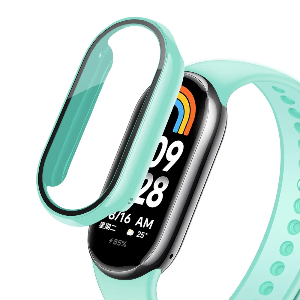 Micnos Custodia compatibile con Xiaomi Mi Smart Band 6/5/4 PC Cover con Protezione in Vetro Temperato, Protezione Totale Ultra Sottile per Custodia Protettiva -nero