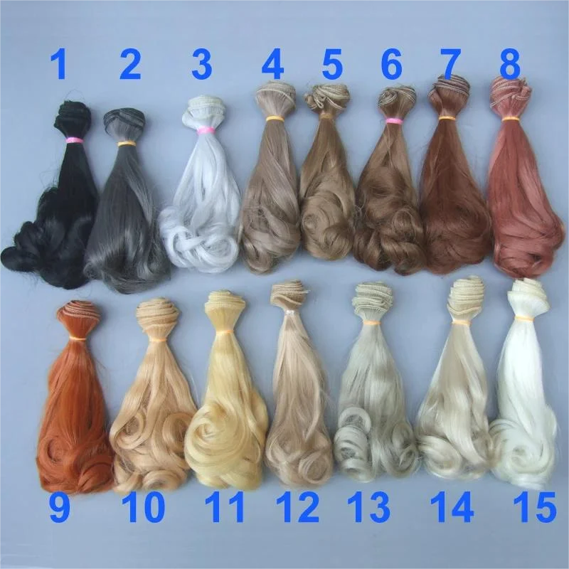 1pcs High-temperature Doll Hair 15*100cm Pink Green Purple Color Curly Wigs for BJD OB Doll
