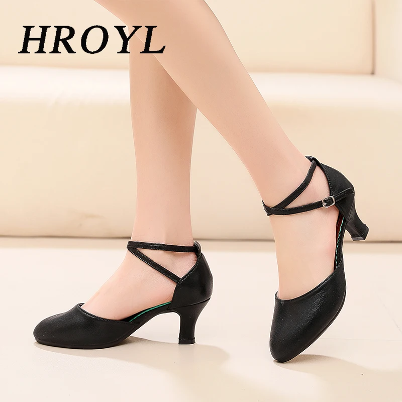 HROYL Girls Modern Latin Dance Shoes Women for Ladies Ballroom Tango Dancing Shoes Closed Toe Rubber sole dance shoes