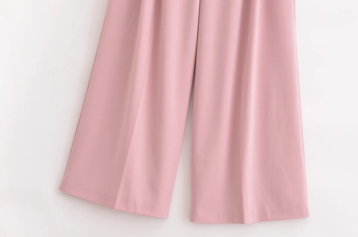 Tangada Women Black Wide Leg Suit Pants Trousers Lady Pants 6P0109