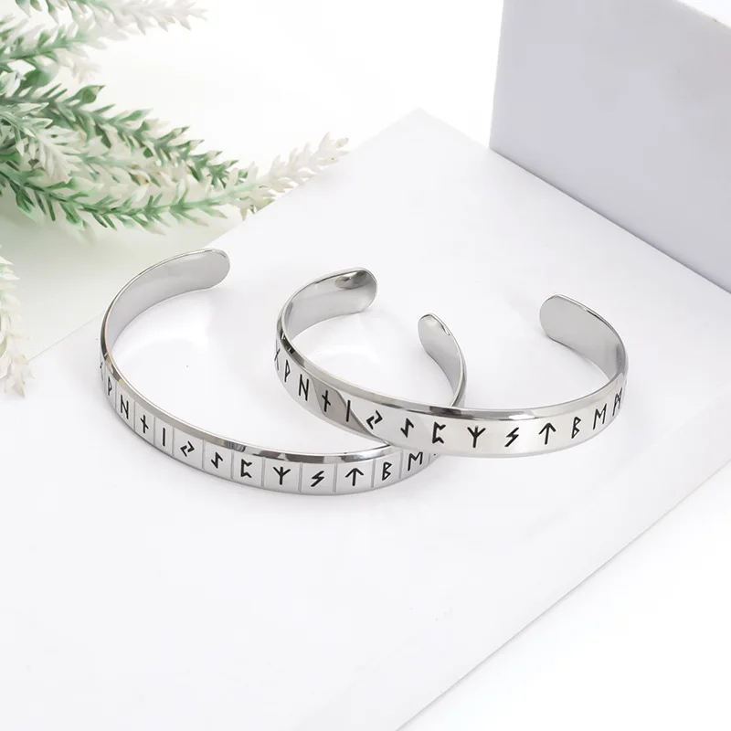 

Retro Viking Rune Bracelet For Men Women Stainless Steel Simple Vintgae Nordic Odin Viking Bracelet Fashion Amulet Jewelry Gift