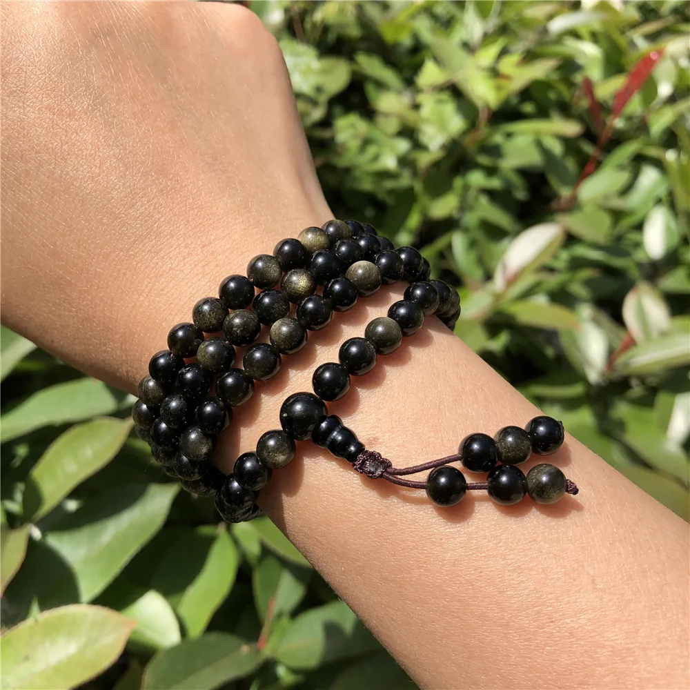 Men's Black Onyx Beaded Bracelet with Sterling Silver Clasp