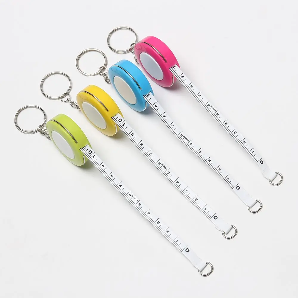 150cm/60Inch Candy Color Soft tape measure measuring tape measuring ruler 4.5*0.75cm Mini Retractable Double Scale Keychain Tape Measure Keychain Measuring Gadget