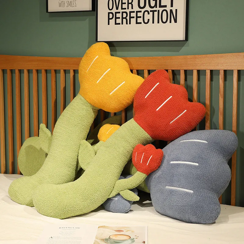 

1pc Cartoon Tulip Stuffed Flowers Plush Plant Pillow Lovely Style Super Soft Auspicious Gifts Home Decor Sofa Bedroom Cushions