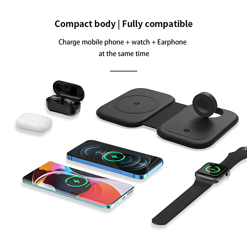 3 In 1 Wireless Charger Stand For IPhone 14 13 12 11 XR XS Apple Watch Fast Charging Dock Cable Station for Airpods Pro IWatch 8