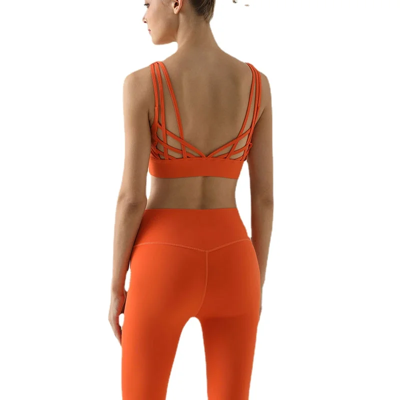 

Naked Feeling Tight Vest Cross-border High Waist Hip Lift Big Red Sports Fitness Pants Yoga Set Without Embarrassment Line