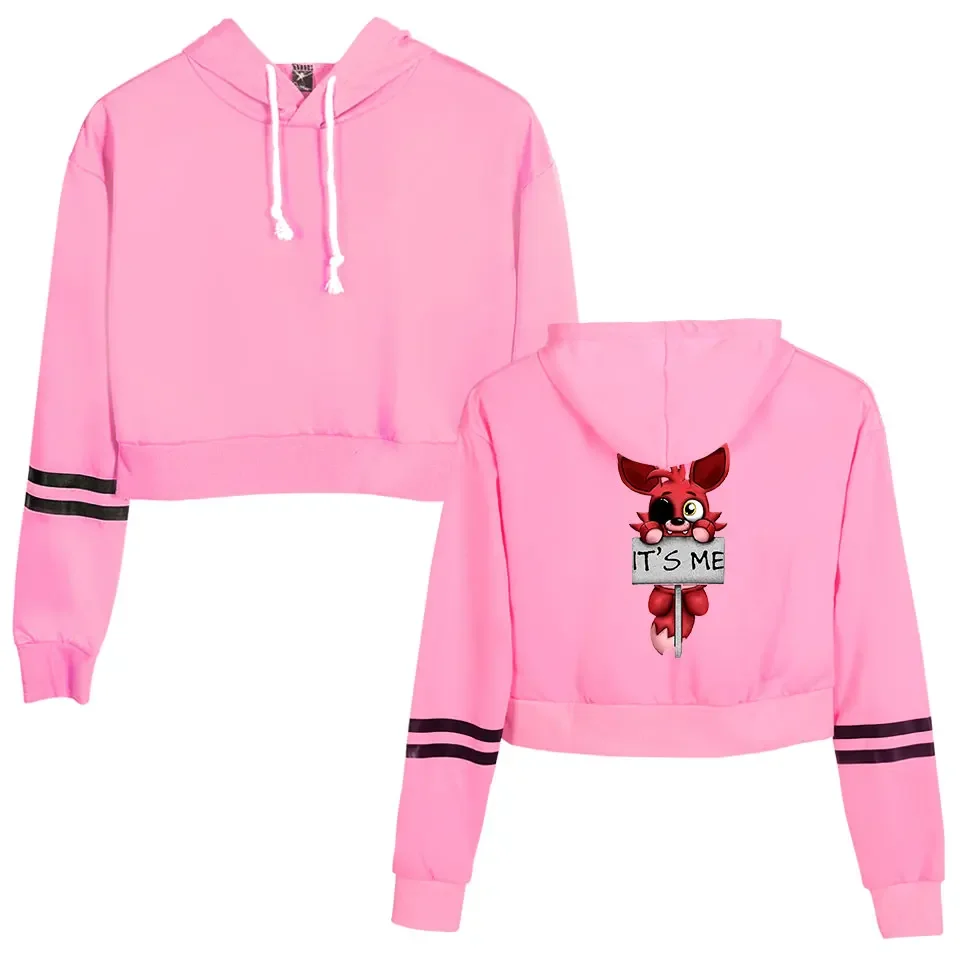 

It's Me Kawaii Five Nights At FNAF Plush Foxy Women Crop Top Hoodie Girls Harajuku Cropped Sweatshirt Streetwear Pullover Tops