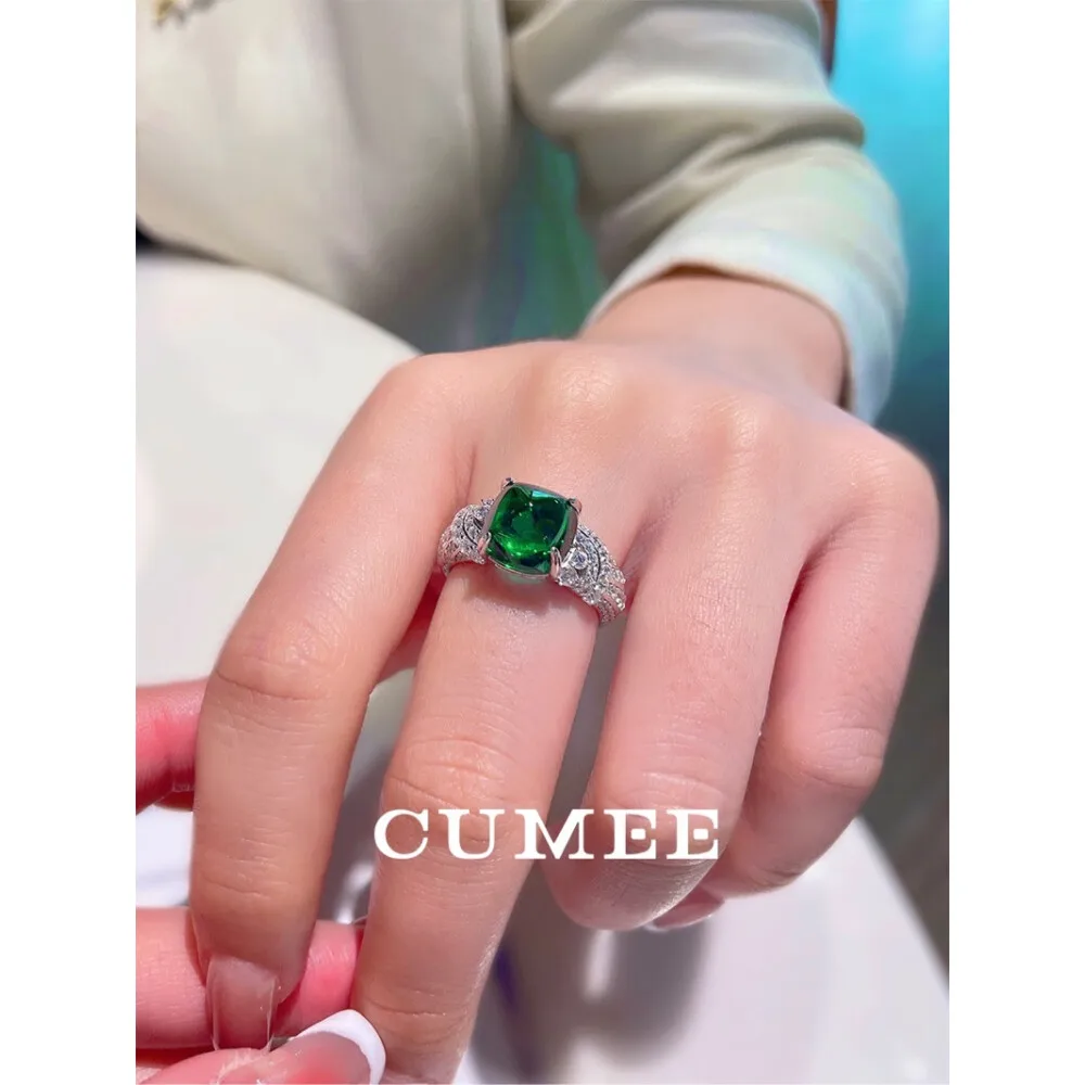 CUMEE 여성용 맞춤형 에메랄드 타워 반지,  반지, 금도금 약혼 약속 반지, 패션