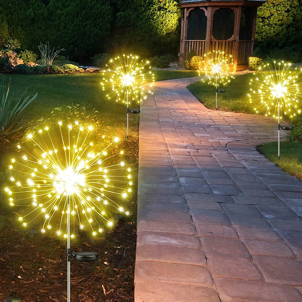 Solar Firework Lights 90/120/150/200 LED Fireworks Lamp Garden Lawn Landscape Decoration Holiday Christmas Lights Solar Lamp