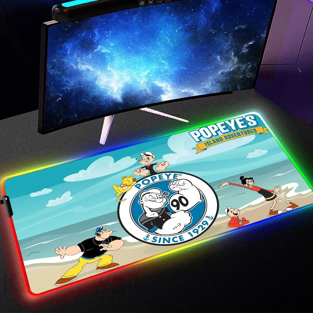 

Popeye the Sailor Mousepad Rgb Mouse Pad Steelseries Laptop Mat Gaming Backlit Keyboard Gamer Girl Table Pads Deskpad Mausepad