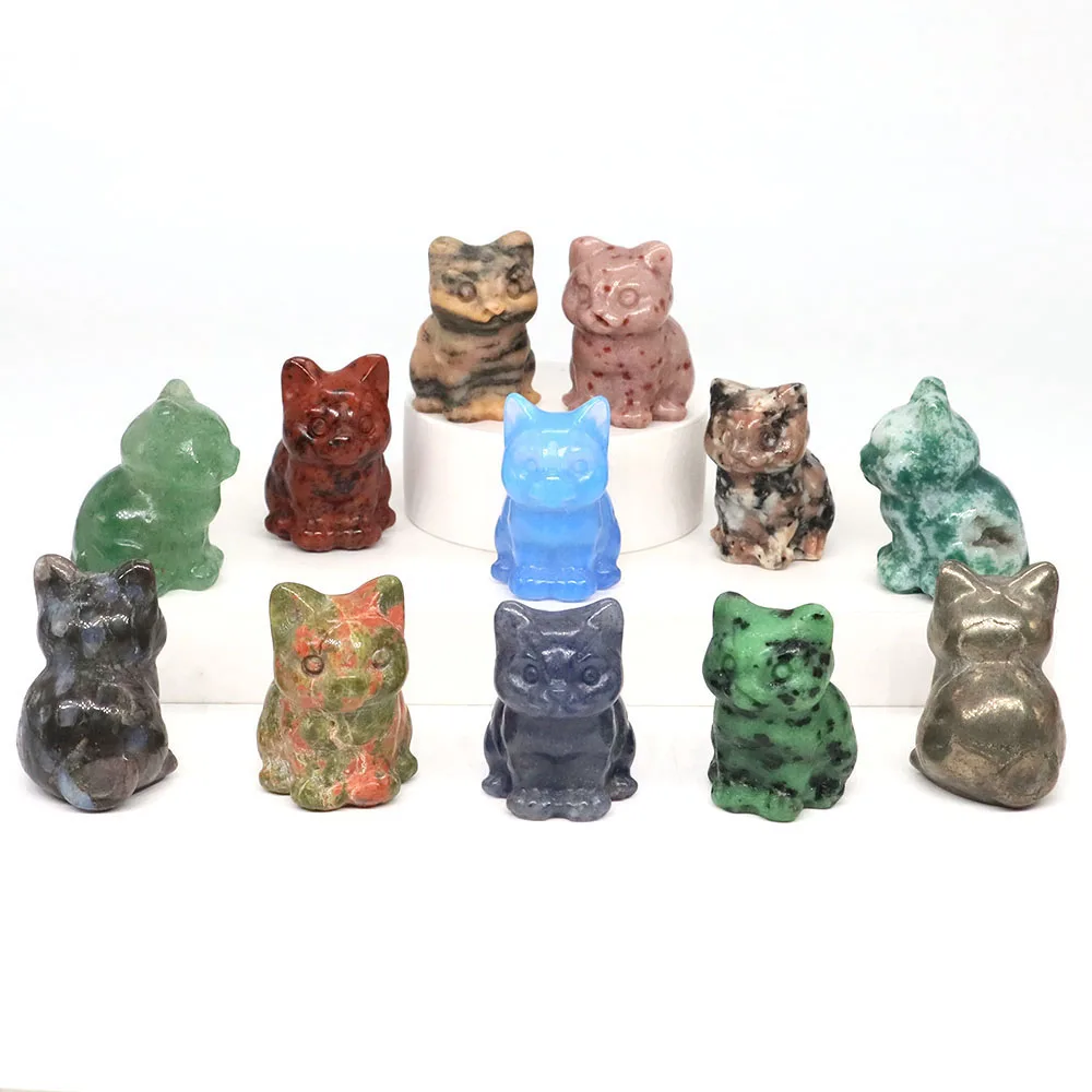 1.2"CatStatueNaturalStoneCrystalQuartzHandCarvedHealingAnimalFigurineReikiGemstoneKittyCraftHomeDecorationGift-AliExpress36