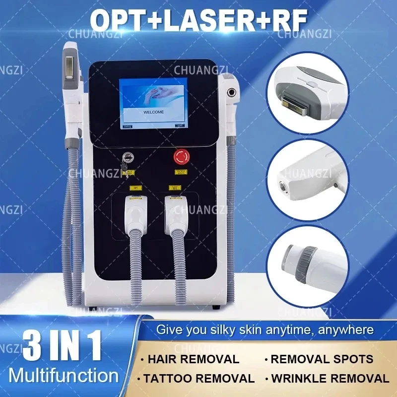 3 in 1 Electron Light IPL R/F Nd Yag Laser Multifunctional Tattoo Removal Machine Permanent Laser Hair Removal Beauty Equipment