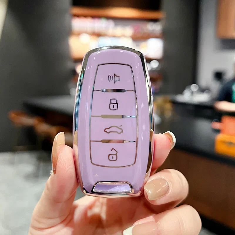 Premium TPU Car Key Case Cover with Security Buckle