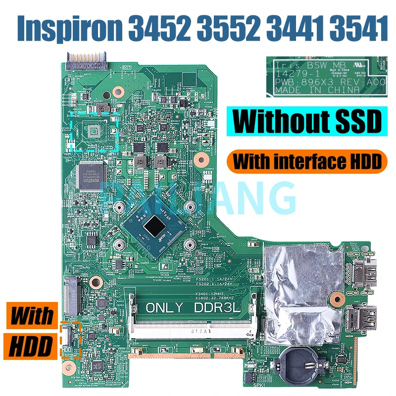 Placa-mãe Portátil 142791 para Dell Inspiron 3452 3552 3441 3541 3541 041d5y 0wgr7p 00dtrw 0pw4mn 0p2dx7 0jx7f0 - Imagem 5