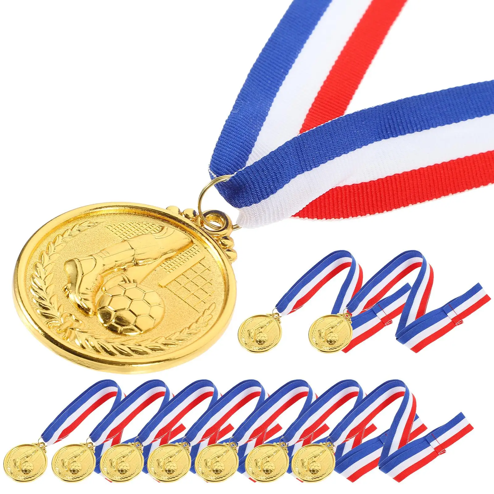 12 Pcs Smooth Edge Zinc Alloy Soccer Medals For Awards Trophies Souvenirs Team Sports Memories Collectibles Commemorative Items