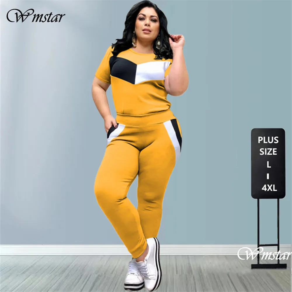 Dropship Plus Size Letter Print Short Sleeve T-shirt & Pants Set