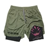 Anime Gym Shorts 2 In 1 Double Layer Men Workout Sports Jogging Sportwear Training Sport Shorts Male Summer Performance Shorts 2