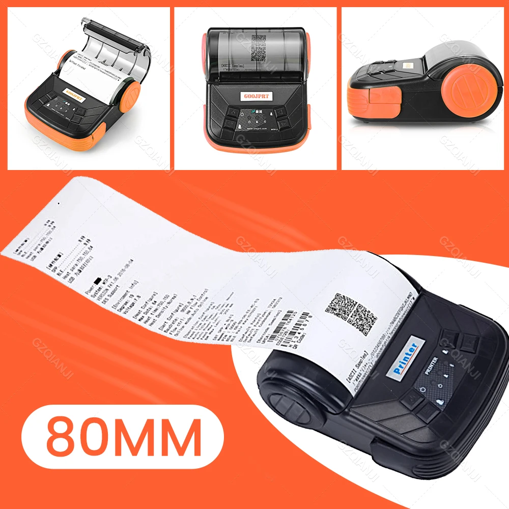 Stampante Termica Portatile Senza Fili Da 80mm: Perfetta Per Ricevute, Biglietti E Fatture — Collega Fino A 8 Dispositivi In Bluetooth!