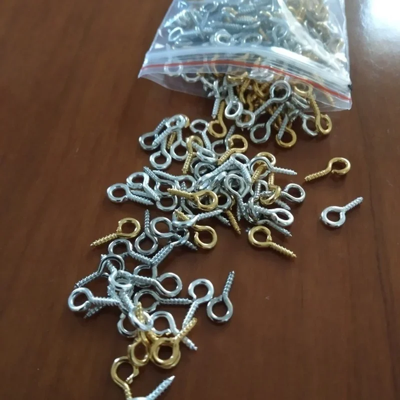 thumbnail image 1 of 300/600 piezas de mini tornillos colgantes, pequeños alfileres con forma de ojo, gancho para llavero, accesorio para hacer joyas, pulseras y collares, 1 of 5