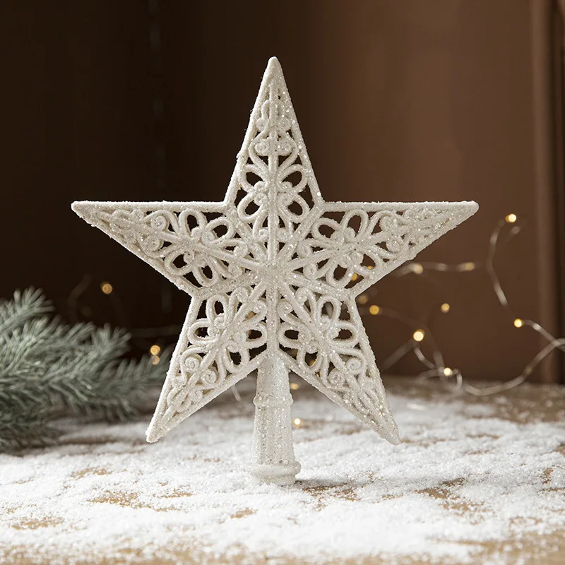 Glitter White Christmas Tree Top Star Merry Christmas Decorations for Home New Year Natal Noel Xmas Tree Ornaments 1pc christmas tree decoration christmas star decoration