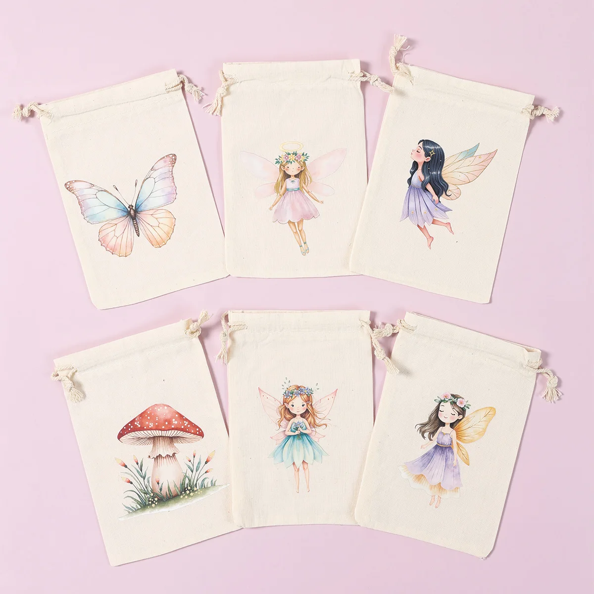 6pcs 동물 공룡 유니콘 코 튼 린 넨 선물 가방 생일 파티 장식 어린이 웨딩 파티 호의 가방 베이비 샤워 선물 가방