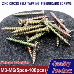 Zinc - Plated Cross Countersunk Phillips Flat Head Wood Screws - M6x60(5pcs)