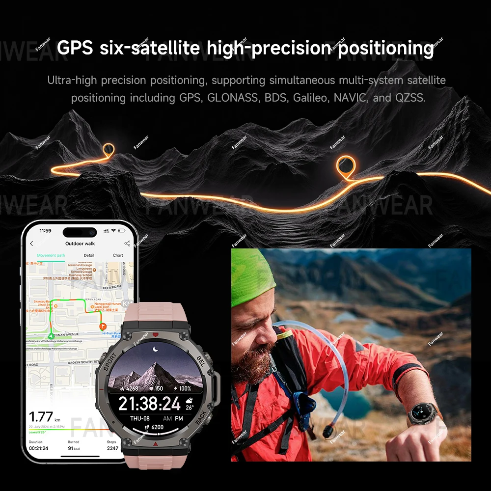 T-Rex 3 المدمج في ثنائي النطاق GPS ساعة ذكية الرجا...