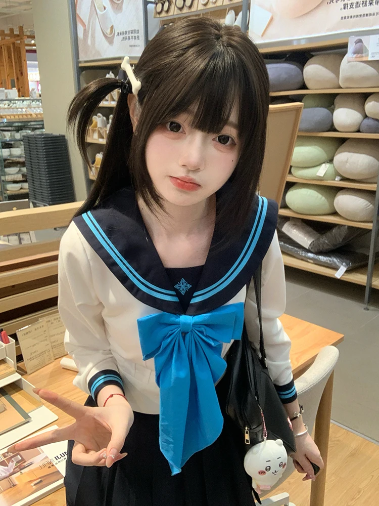 Harajuku Original Jk Uniform Set Waist Cinched Sailor Suit Women's Short Sleeved Summer School Style Sweet Girl Gift For Friends