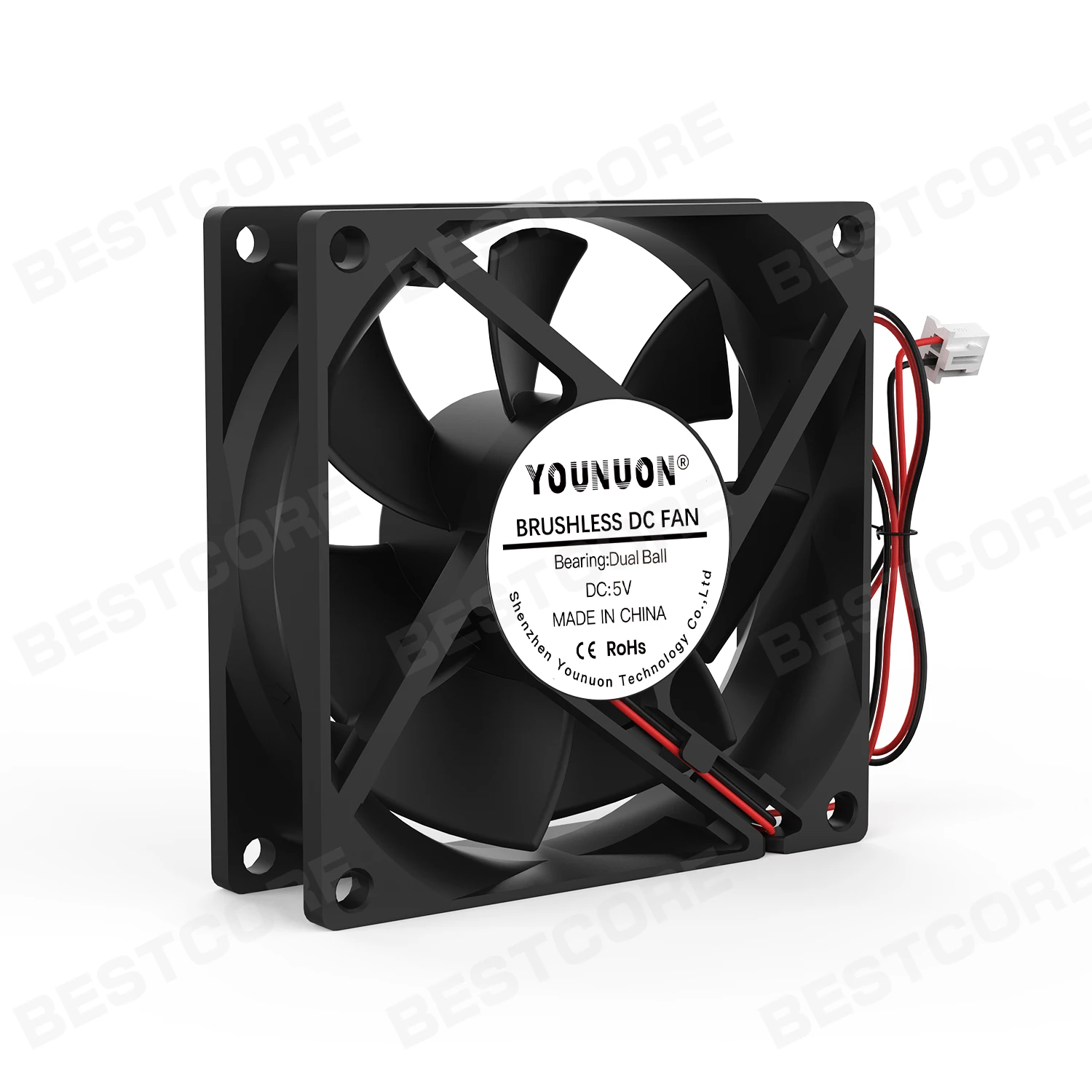 Younun-ventilador sem Escova Manga e Rolamento de Esferas Duplo Axial 80 mm 8025 80x80x25 mm 5v 12v 24v dc 1pc - Imagem 5