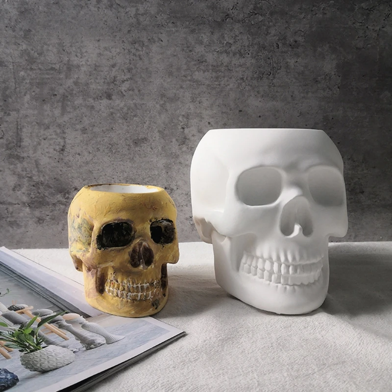 Y4QE Skull Flowerpot Mould Craft Art Silicone Soap Craft Molds Diy Handmade Soap