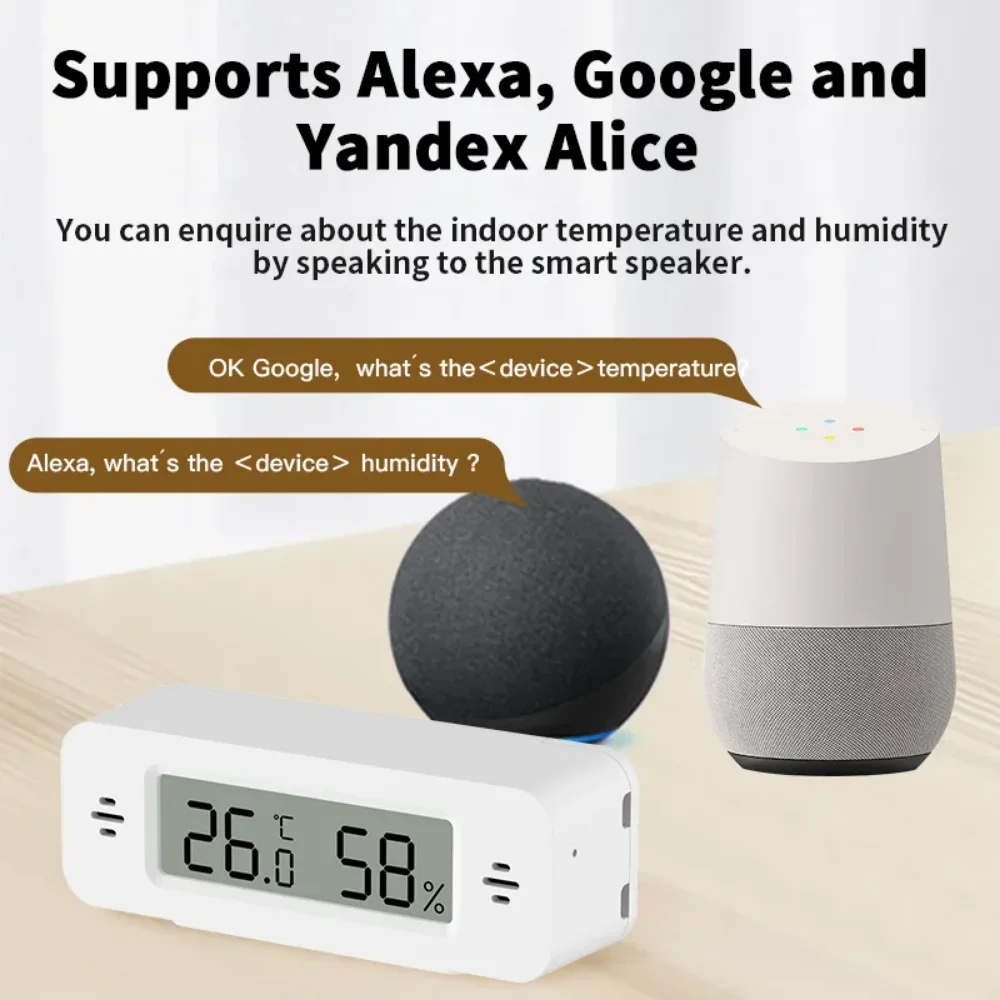 Smart Temperature Humidity Sensor Tuya WiFi Mini Thermometer Hygrometer APP Remote Alarm Work with Google Home Yandex Alexa