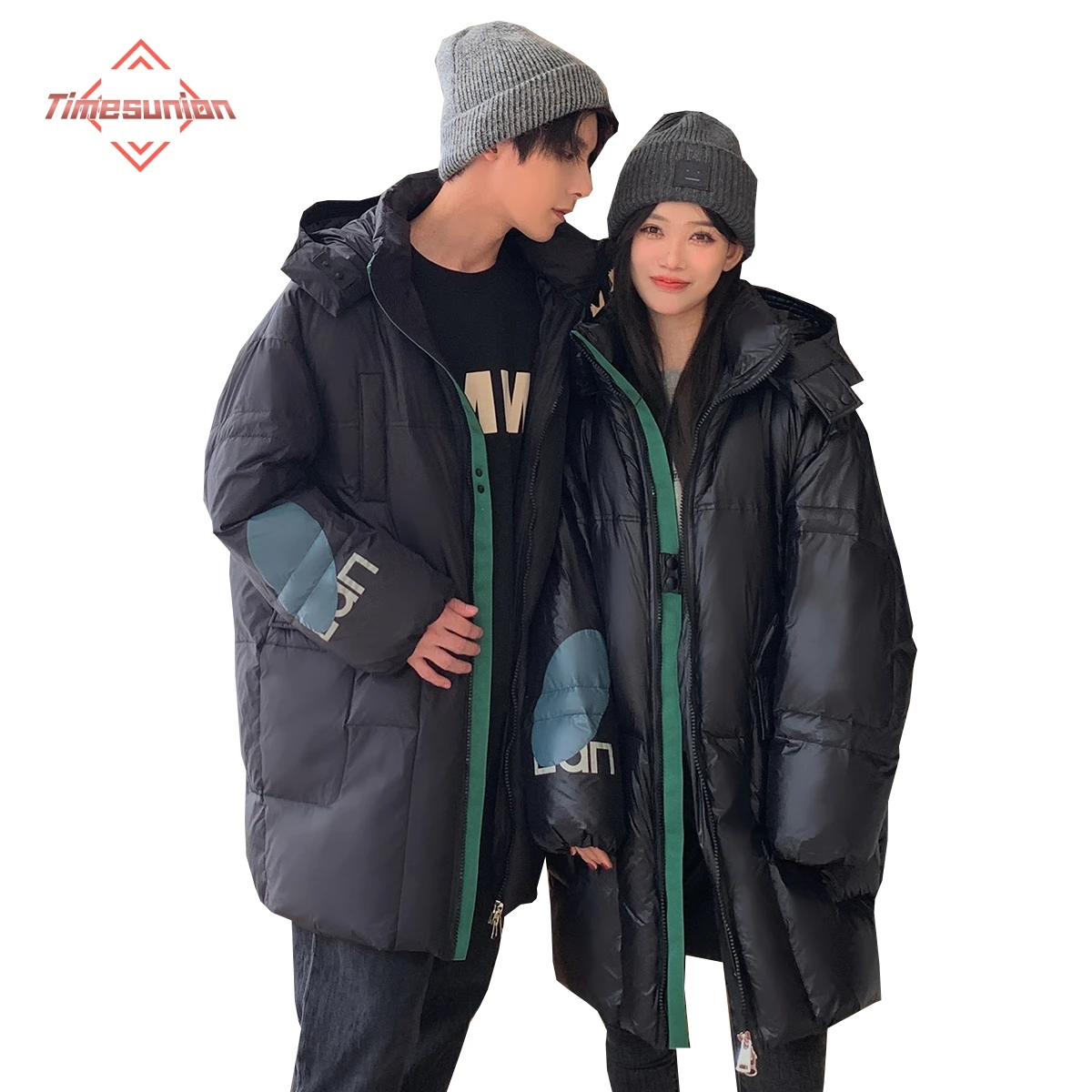

90% White Duck Down Winter Jackets for Men Glossy Mid-length Style Thicken Hooded Women's Down Jacket Korean Loose Couple Coat
