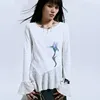 Genayooa Y2k Print T Shirt Women Chic White Irregual Graphic Tops 2000s Japanese Fairycore Vintage Tshirts Retro Grunge Tops Tee 6
