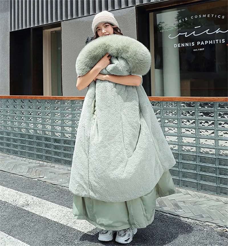 2025 Winter Jacket Women Parkas Thick Warm Fur Lining Long Parka Female Windbreakers Hooded Padded Coat Distachable Outwear 6XL
