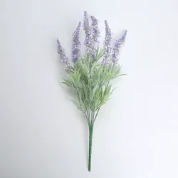 Romantic Lavender Flocking Artificial Flowers Bouquet - Elegant Purple Nordic Home Décor - 6PCS (Type B)